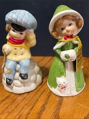 Vintage JASCO  1978 Merri-Bells Bisque Porcelain Figurines